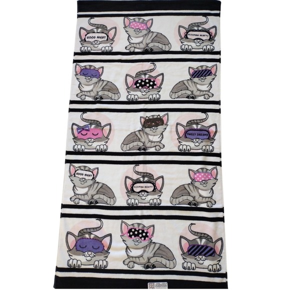 KASSAFINA Bath Towel Multicolor CATS Bedtime Sleep Mask Striped 27X52 Beach - Picture 1 of 6